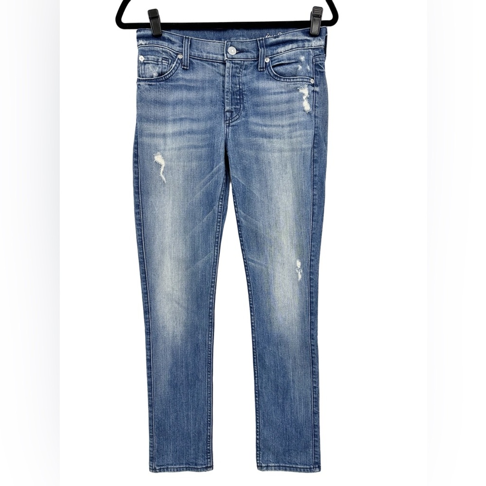7 For All Mankind Josefina Distressed Boyfriend Skinny Jeans 24